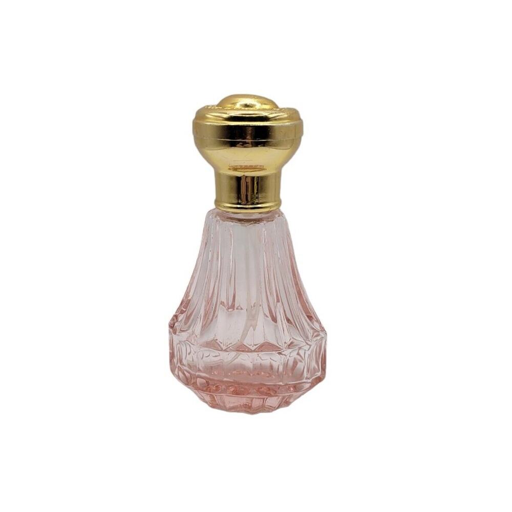 Vintage Pink Glass Gold Lid Perfume Bottle